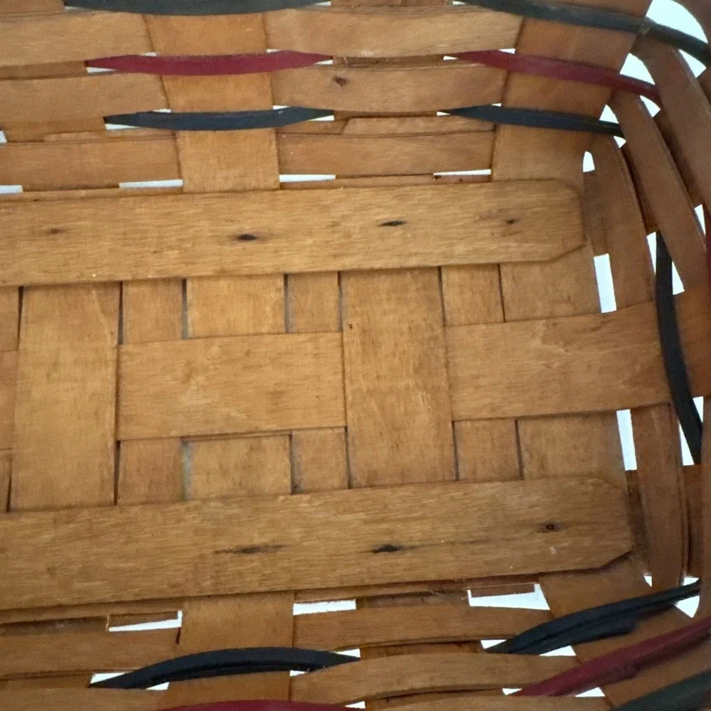 Vintage Longaberger Basket‎ Size 14.5 Inch With Red, Blue, Green Rectangle 1994